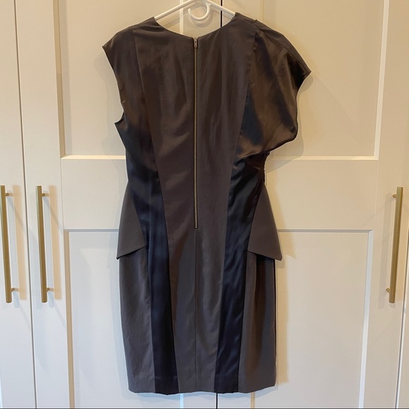 Helmut Lang Charcoal Silk Draped Dress - Picture 4 of 6